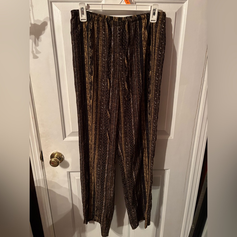 Jessica Elegant Black and Gold Striped Pants